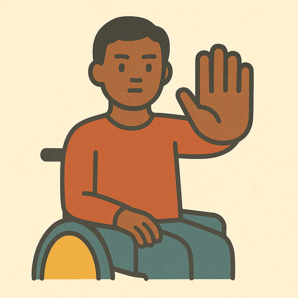Una persona che fa il segno di stop